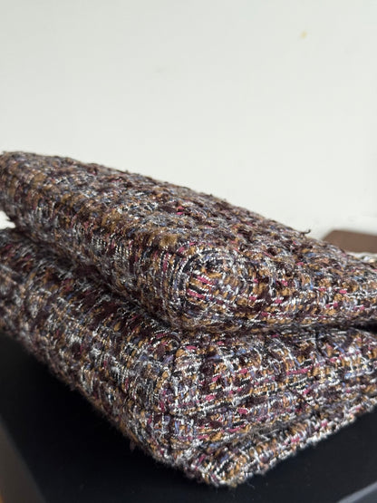 Pre-owned Chanel Knock On Wood Brown Tweed Top Handle Flap Bag