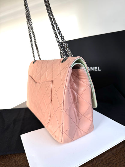 Pre-owned Chanel 2.55 Maxi 227 Rose Mint Lambskin Flap Bag