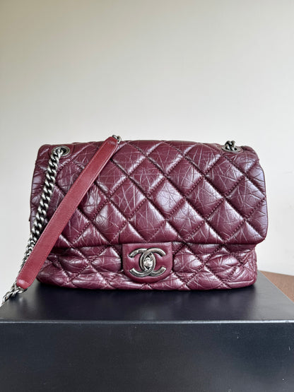 Pre-owned Chanel Portobello Burgundy Aged Calfskin Flap Bag