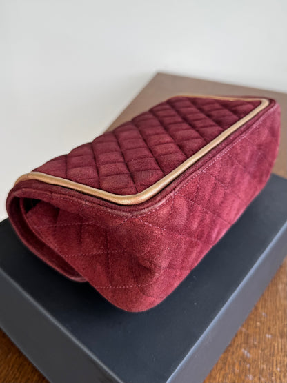 Pre-owned Chanel 2.55 Reissue Small 224 Burgundy Suede Flap Bag