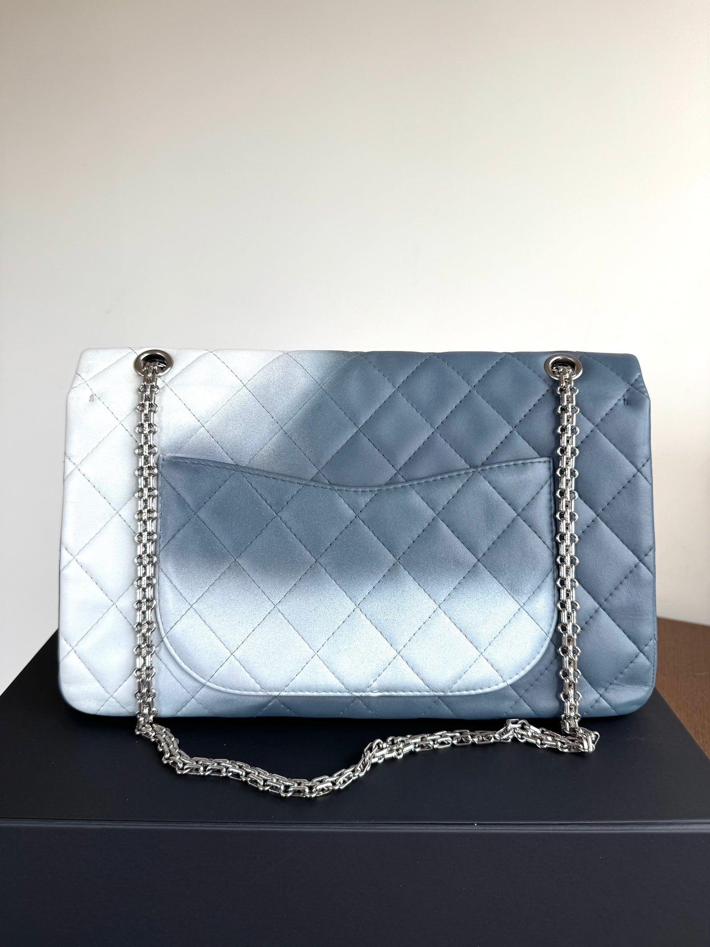 Pre-owned Chanel 2.55 Reissue Maxi 227 Misty Blue Degrade Lambskin Flap Bag