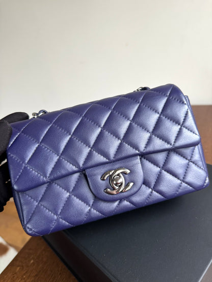 Pre-owned Chanel Timeless Mini Rectangle Purple Leather Bag