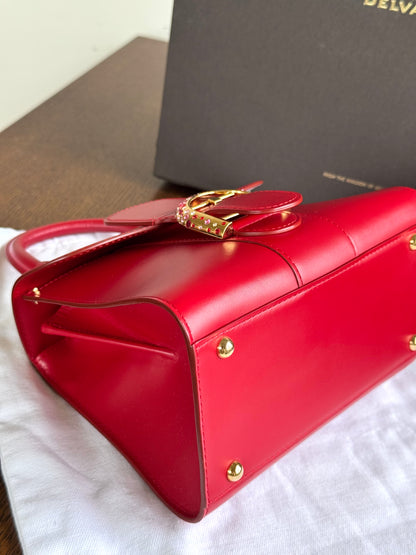 Pre-owned Delvaux Brillant Mini Swarovski Red Box Leather Bag Limited Edition