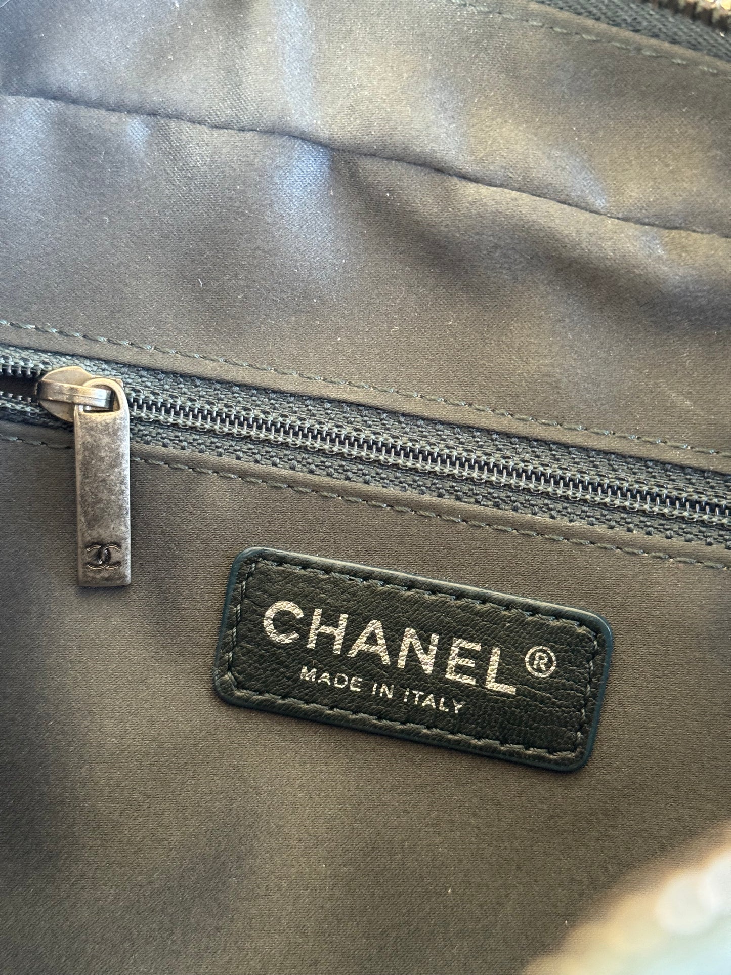 Pre-owned Chanel CC Dark Green Leather Flap Bag