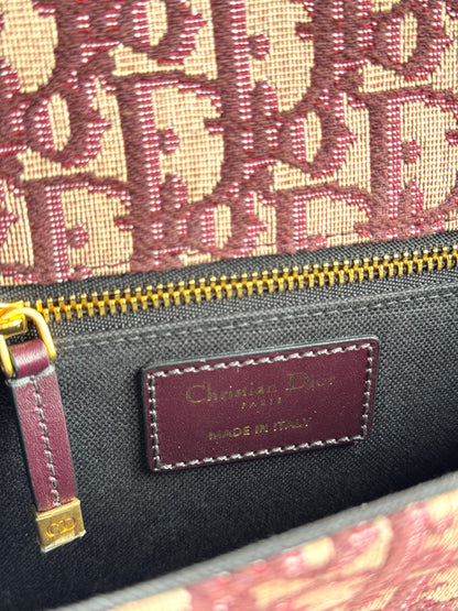 Pre-owned Dior 30 Montaigne Medium Burgundy Canvas Leather Bag
