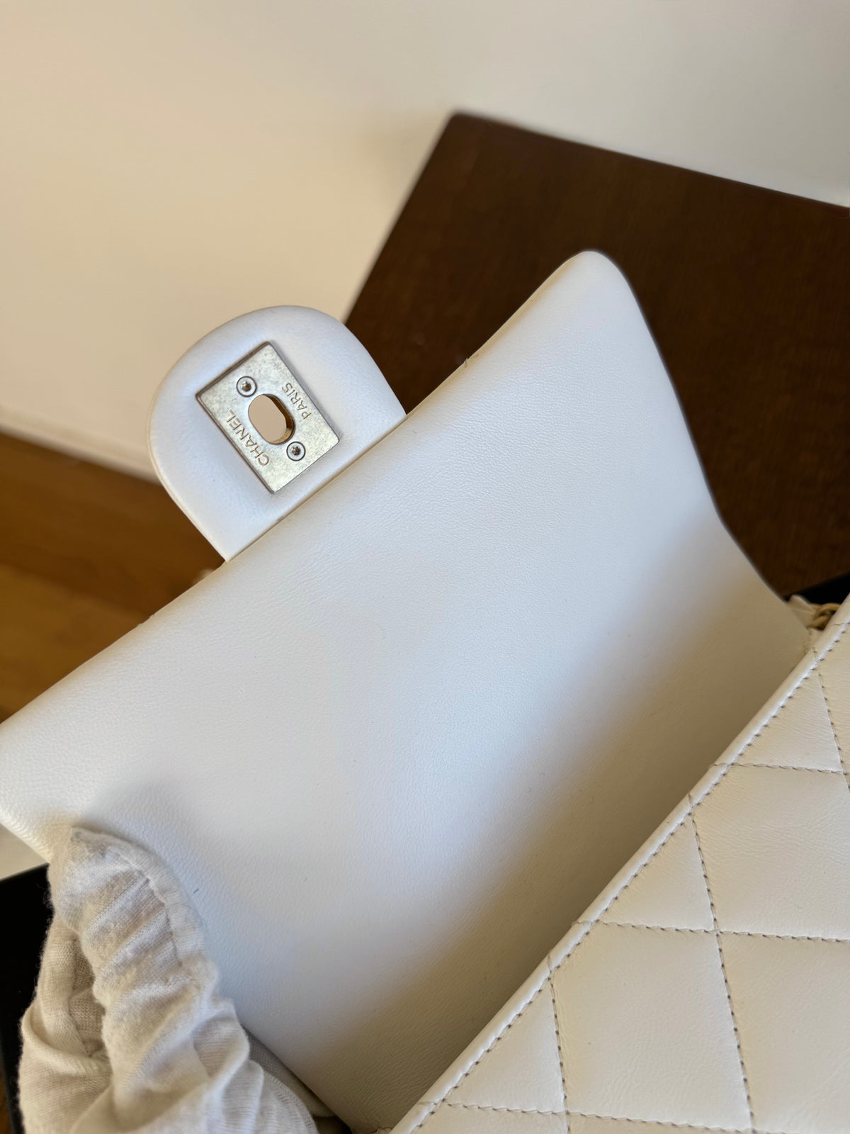 Pre-owned Chanel CC Mini Dynasty White Leather Flap Bag