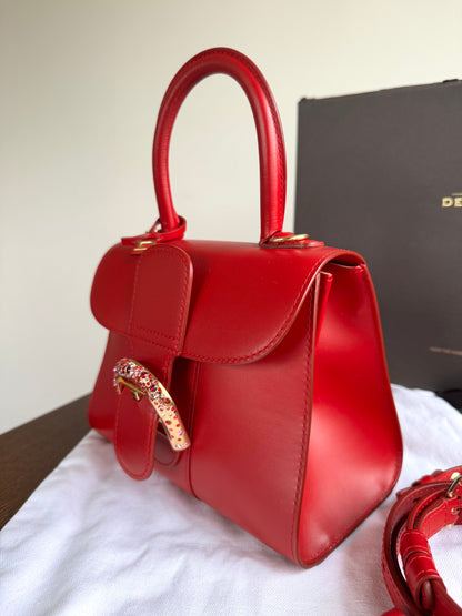 Pre-owned Delvaux Brillant Mini Swarovski Red Box Leather Bag Limited Edition