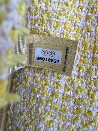 Pre-owned Chanel 19 Small Yellow Tweed Flap Bag