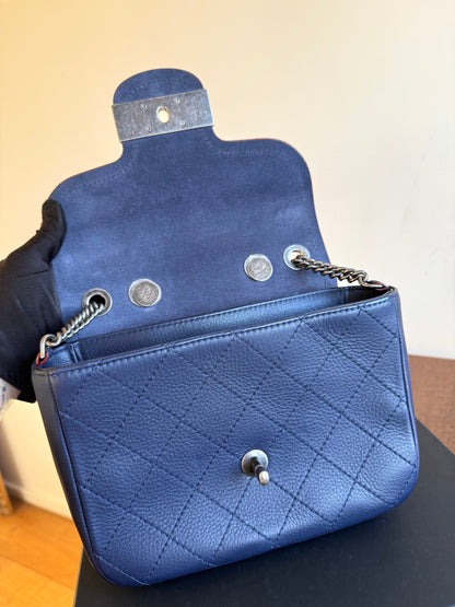 Pre-owned Chanel Archi Chic Navy Blue Leather Flap Bag