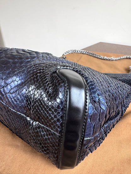 Pre-owned Gucci Galaxy Python Metallic Blue Hobo Bag