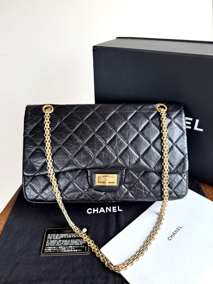 Pre-owned Chanel 2.55 Reissue Maxi 227 Black Calfskin Flap Bag