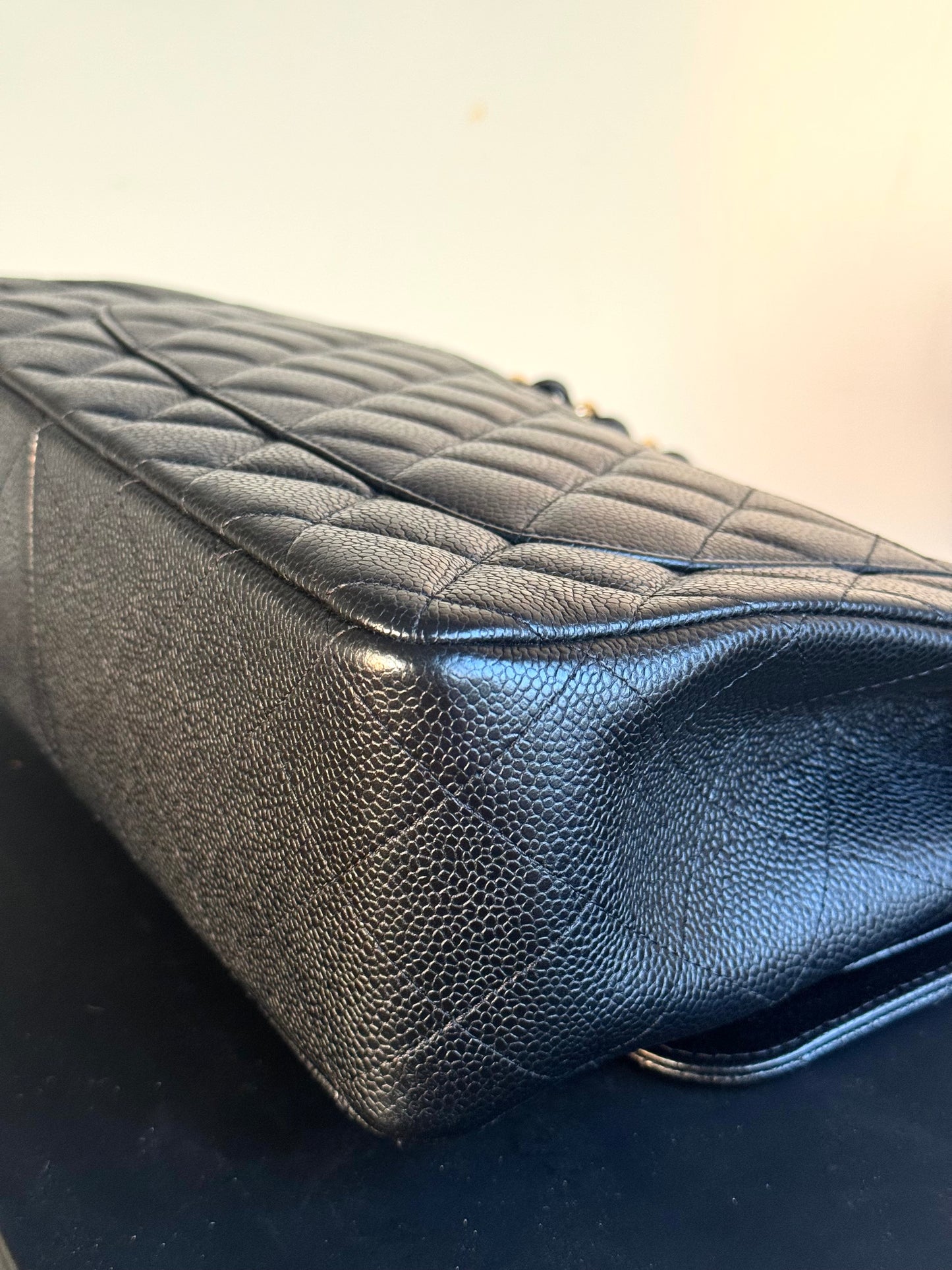 Pre-owned Chanel Timeless Classic Jumbo Black Caviar Flap Bag