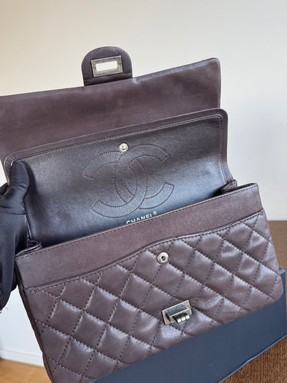 Pre-owned Chanel 2.55 Reissue Large 226 Chocolate Iridescent Leather Flap Bag
