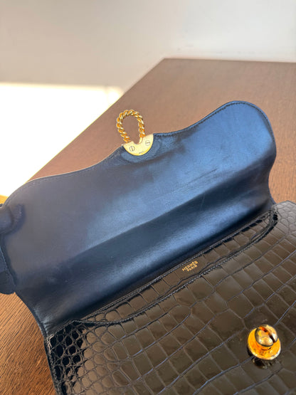 Pre-owned Hermès Vintage Escale Black Crocodile Handle Bag
