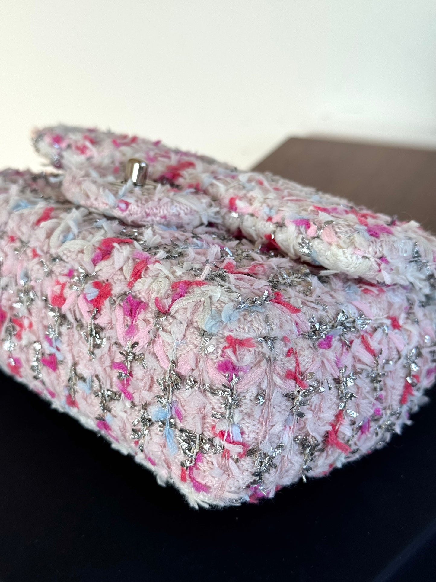 Pre-owned Chanel Timeless Mini Rectangle Pink Tweed Flap Bag