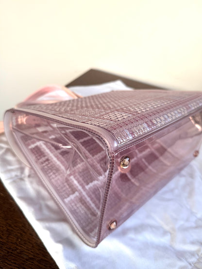 Pre-owned Delvaux Vinyl Gingham The Dreamer Brillant MM Pink Bag