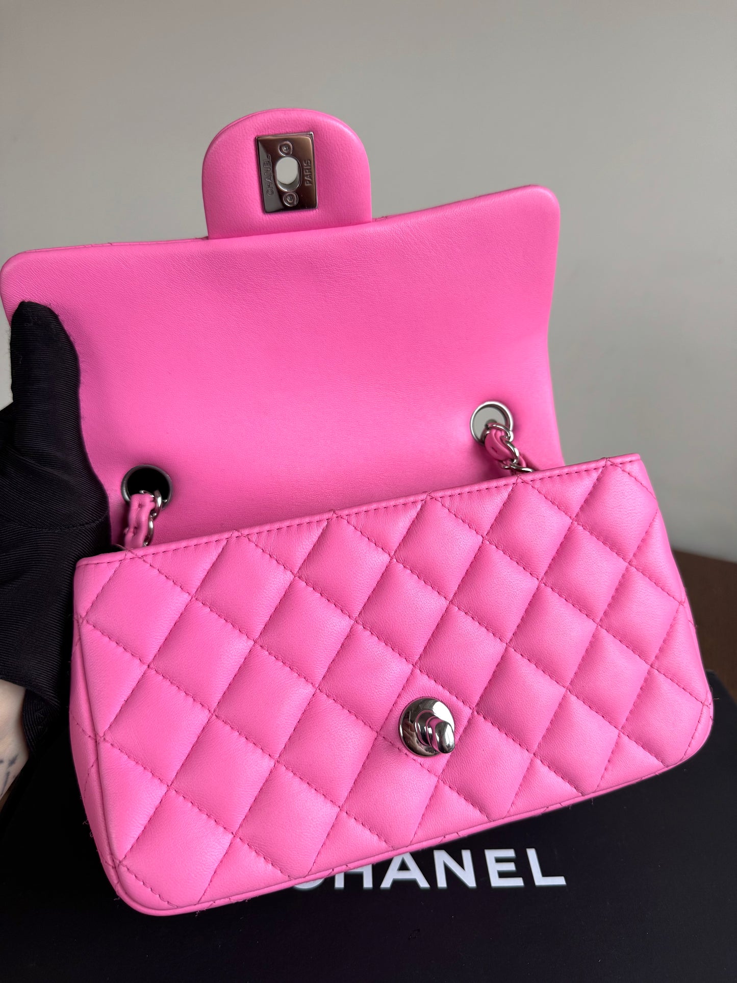 Pre-owned Chanel Timeless Mini Rectangle Pink Leather Bag