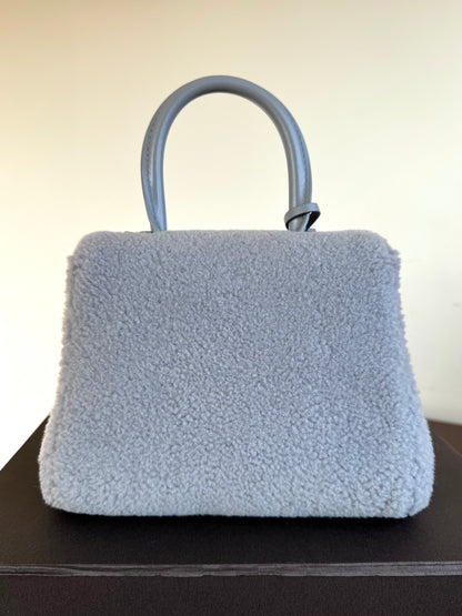 Pre-owned Delvaux Brillant Mini Sweet Cloud Teddy Ice Blue Wool Bag Limited Edition
