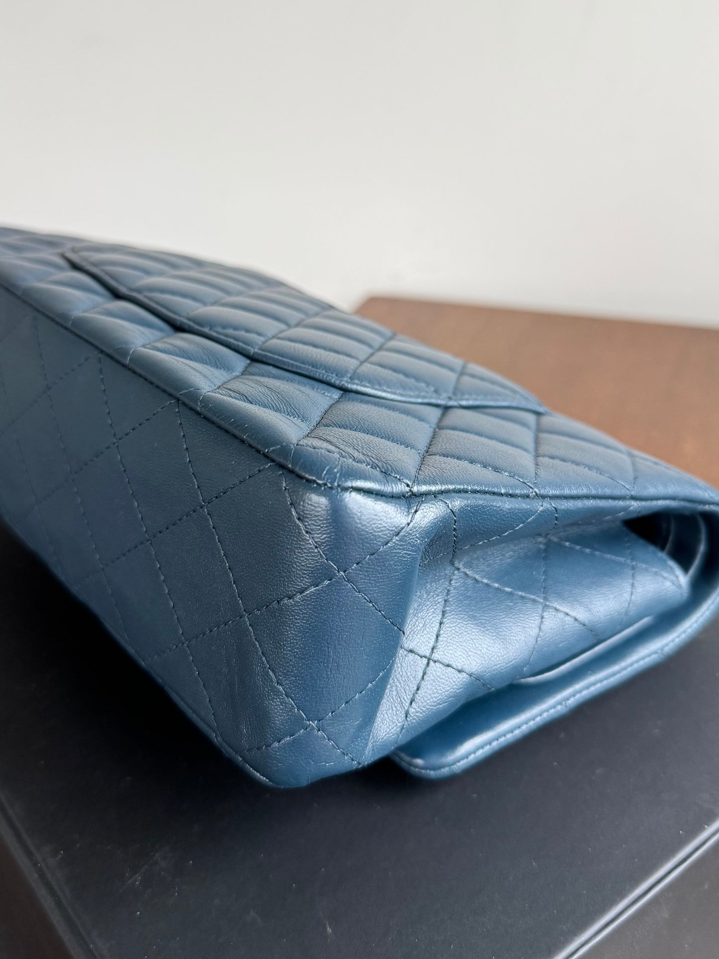 Pre-owned Chanel Timeless Classic Medium Marine Blue Lambskin Flap Bag