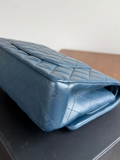 Pre-owned Chanel Timeless Classic Medium Marine Blue Lambskin Flap Bag