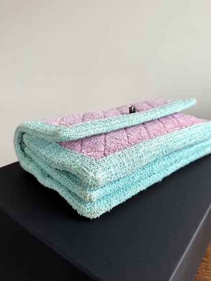 Pre-owned Chanel Pink Turquoise Tweed Flap Bag