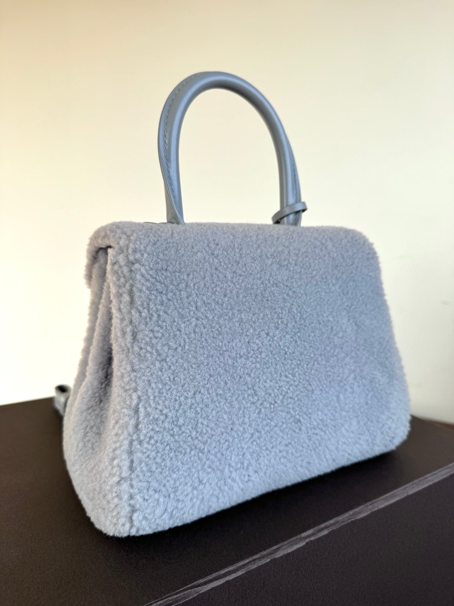 Pre-owned Delvaux Brillant Mini Sweet Cloud Teddy Ice Blue Wool Bag Limited Edition