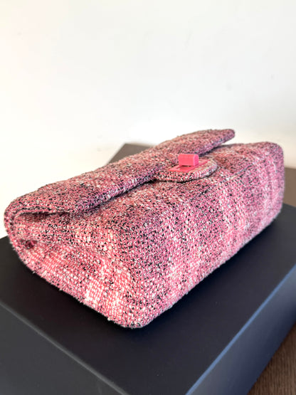Pre-owned Chanel 2.55 Reissue 225 Medium Pink Tweed Flap Bag