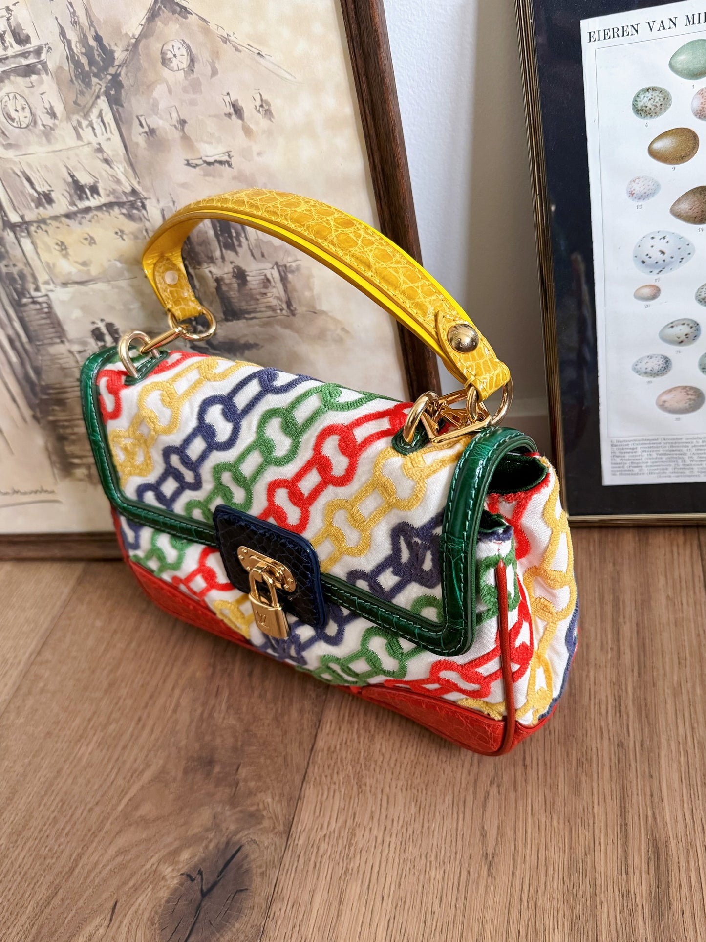 Pre-owned Louis Vuitton Multicolor Dolly Crocodile Velvet Chains Bag Limited Edition