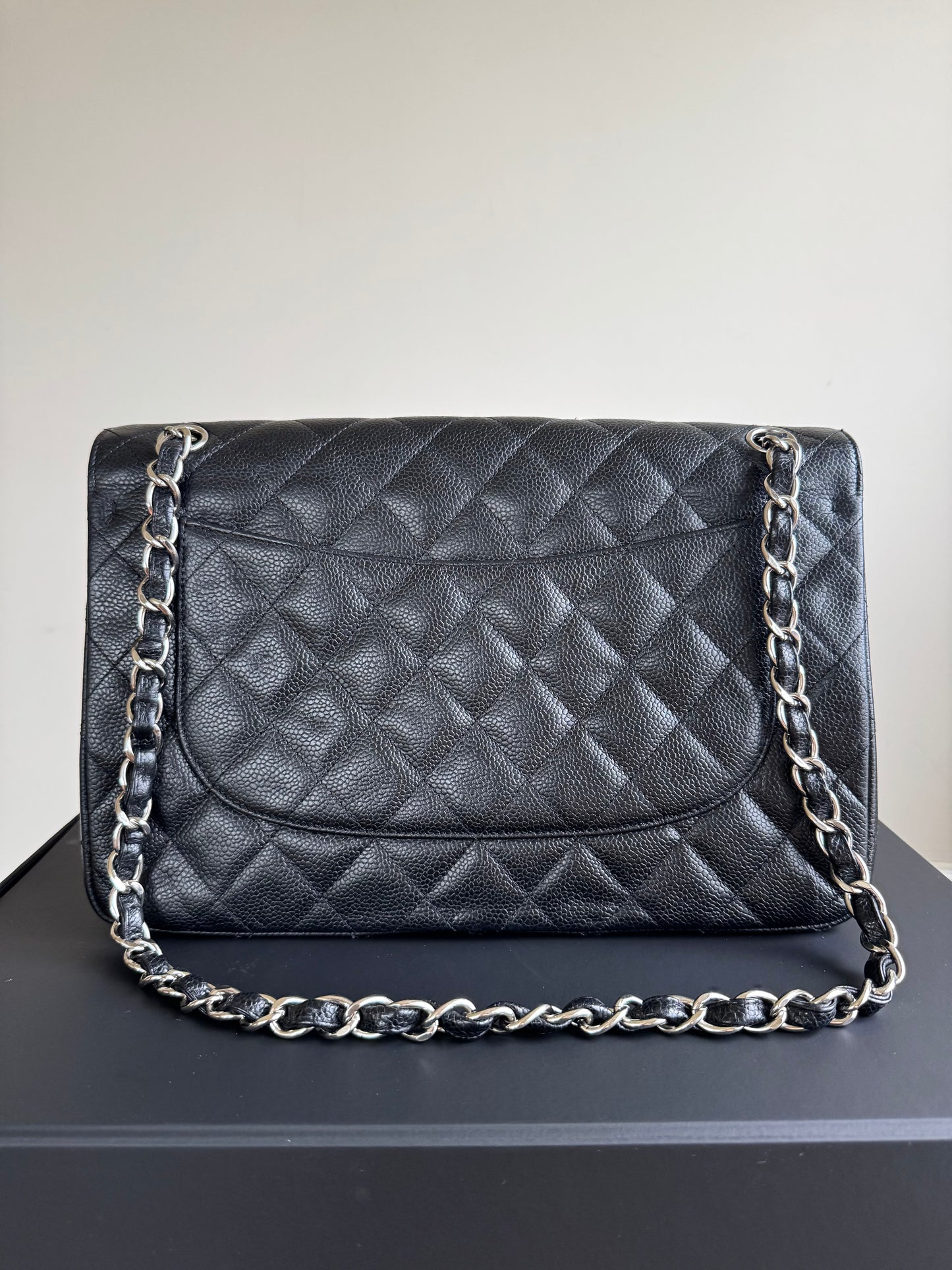 Pre-owned Chanel Timeless Classic Jumbo Black Caviar Flap Bag