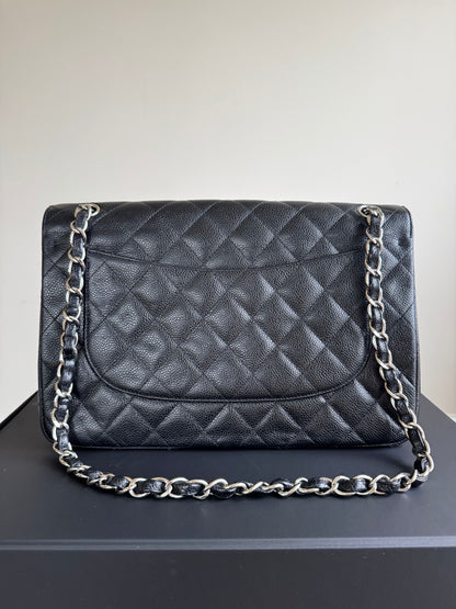 Pre-owned Chanel Timeless Classic Jumbo Black Caviar Flap Bag