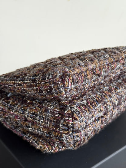 Pre-owned Chanel Knock On Wood Brown Tweed Top Handle Flap Bag