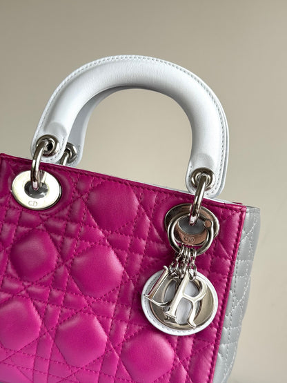 Pre-owned Dior Lady Dior Mini Multicolor Lambskin Cannage Bag
