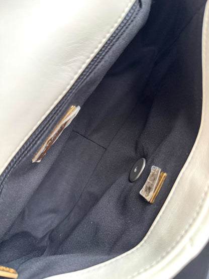 Pre-owned Chanel 19 Small Creamy White Lambskin Flap Bag