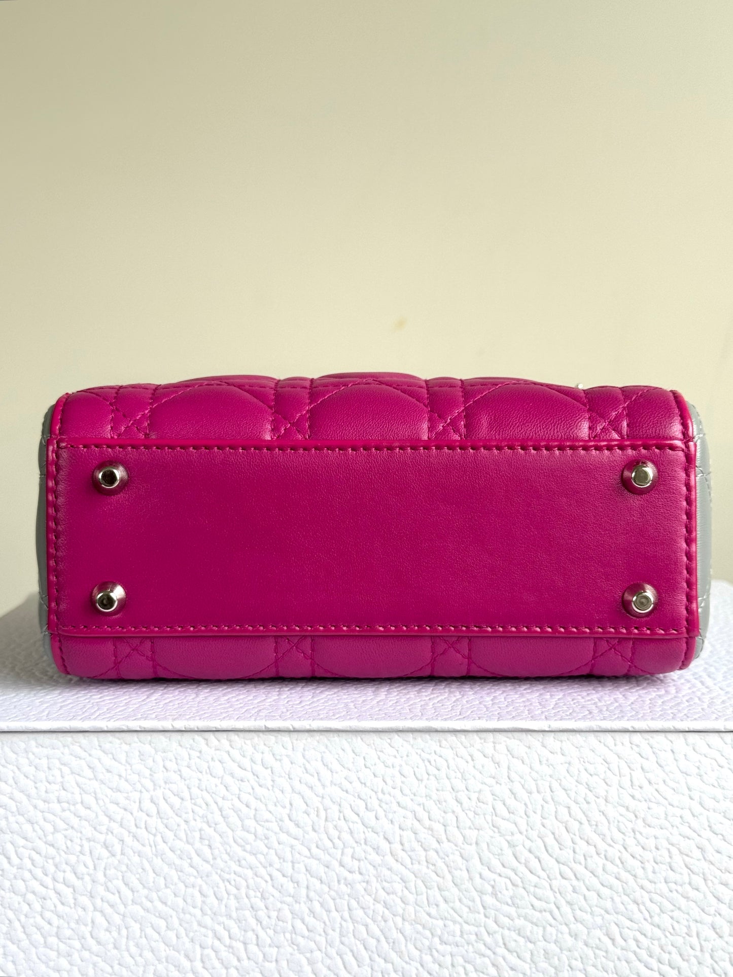 Pre-owned Dior Lady Dior Mini Multicolor Lambskin Cannage Bag