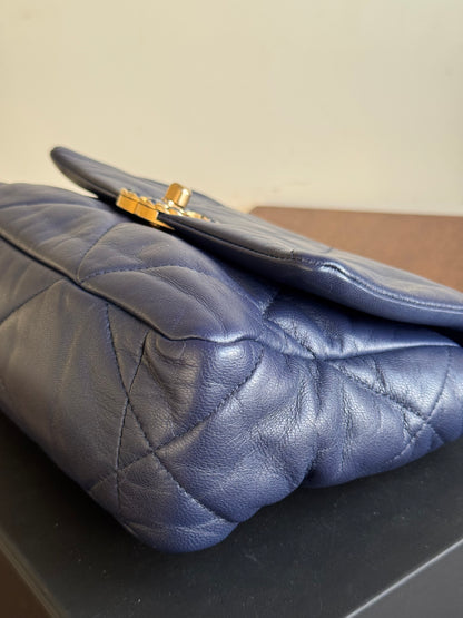 Pre-owned Chanel 19 Small Navy Lambskin Flap Bag