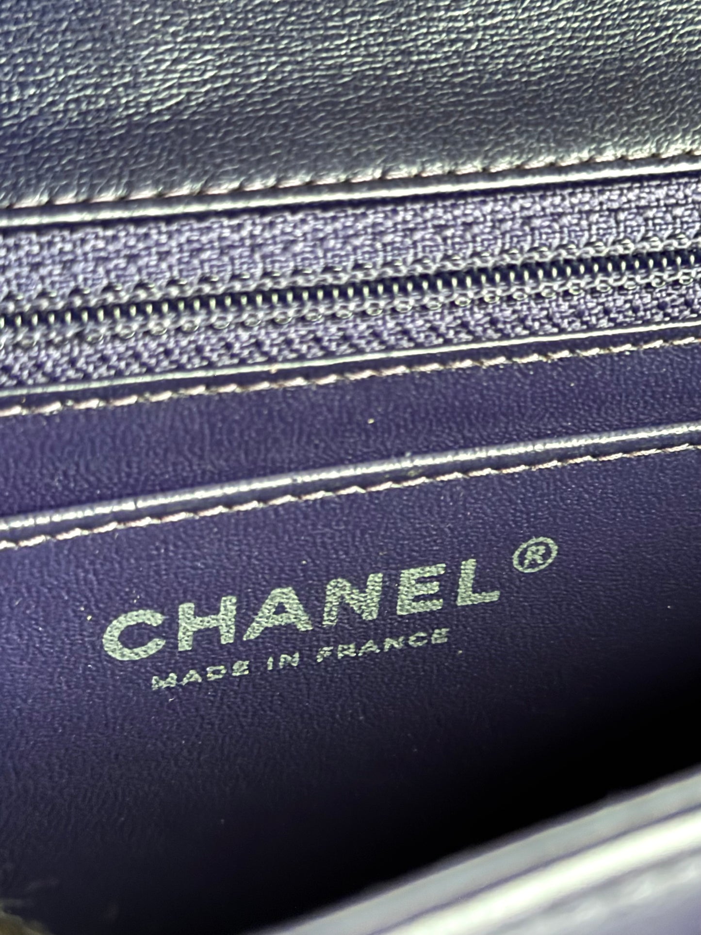 Pre-owned Chanel Timeless Mini Rectangle Purple Leather Bag