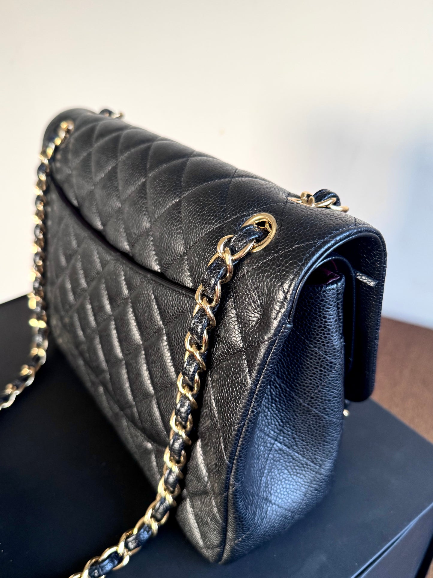 Pre-owned Chanel Timeless Classic Jumbo Black Caviar Flap Bag