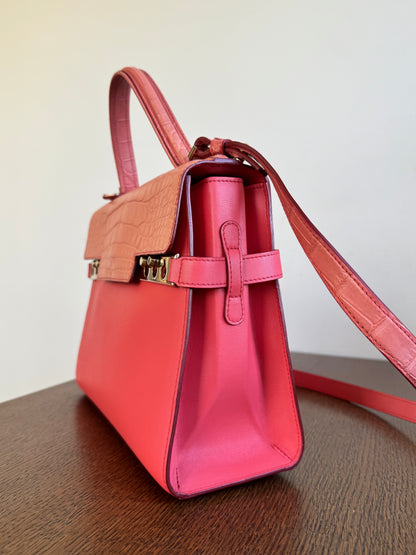 Pre-owned Delvaux Tempête MM Salmon Pink Crocodile Leather Bag