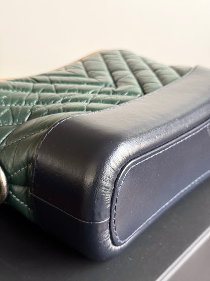 Pre-owned Chanel Gabrielle Small V-stitch Dark Green Leather Hobo Bag Limited Color