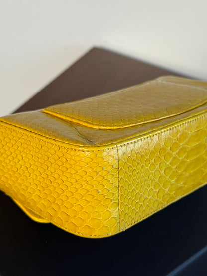 Pre-owned Chanel Timeless Mini Rectangle Yellow Python Flap Bag