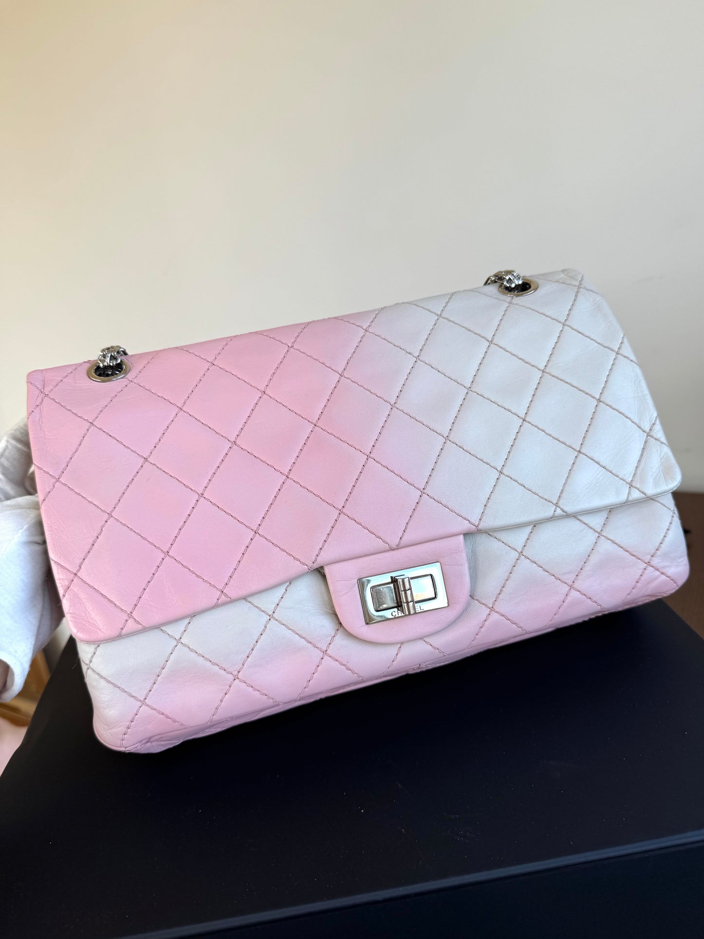 Pre-owned Chanel 2.55 Reissue Maxi 227 Rose Degrade Lambskin Flap Bag