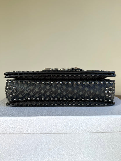 Pre-owned Dior Dio(r)evolution Studded Black Leather Flap Bag