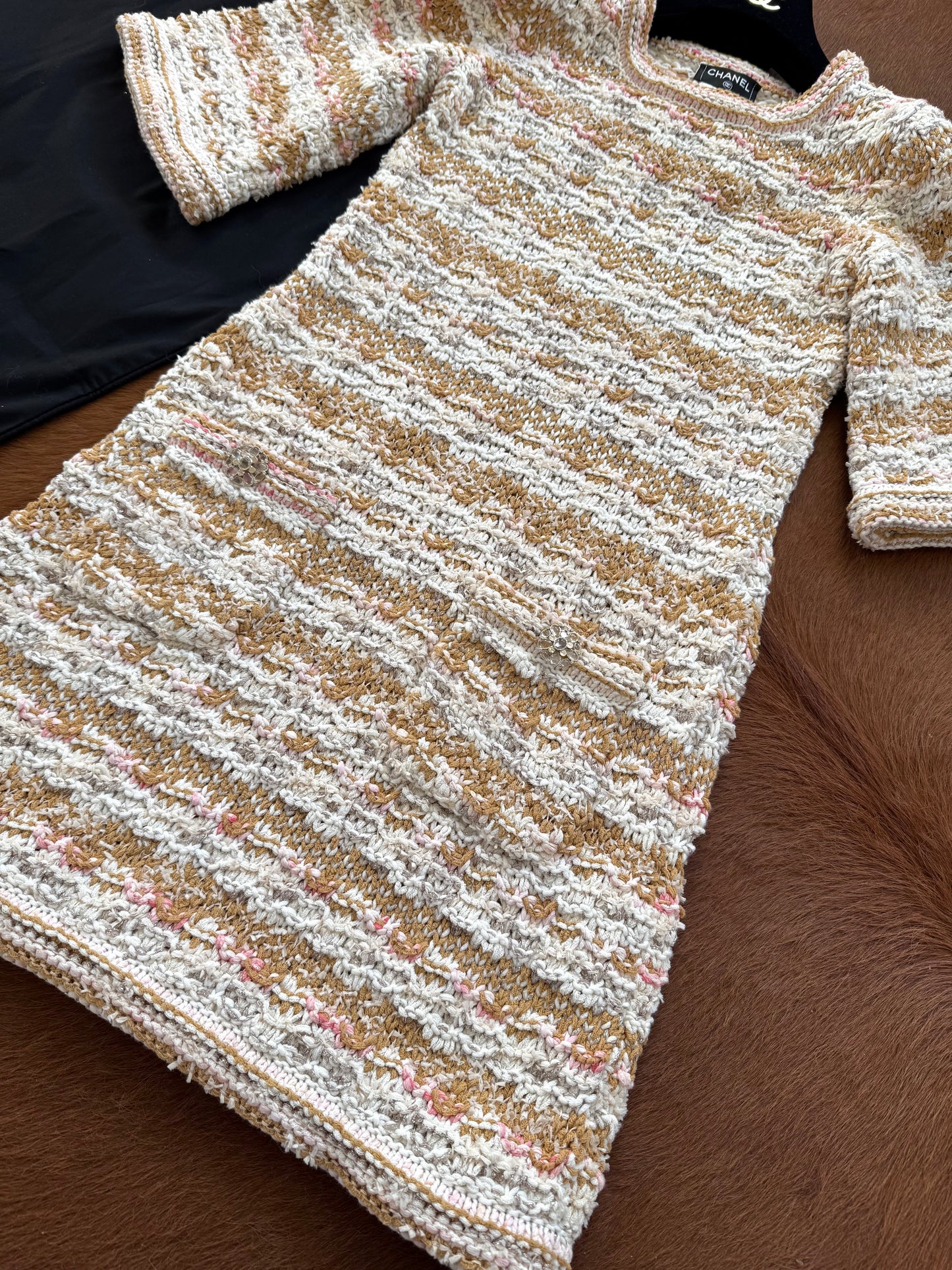 Pre-owned Chanel Paris-Cuba Caramello Tweed Dress