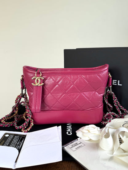 Pre-owned Chanel Gabrielle Small Rose Calfskin Hobo Bag