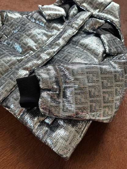 Pre-owned Fendi Silver Full Bomber Down Jacket