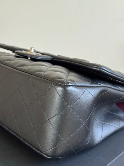 Pre-owned Chanel Timeless Classic Jumbo Black Lambskin Flap Bag