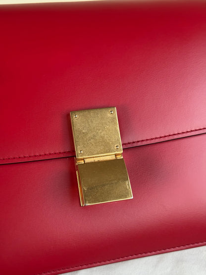 Pre-owned Celine Classic Box Medium Red Leather Bag