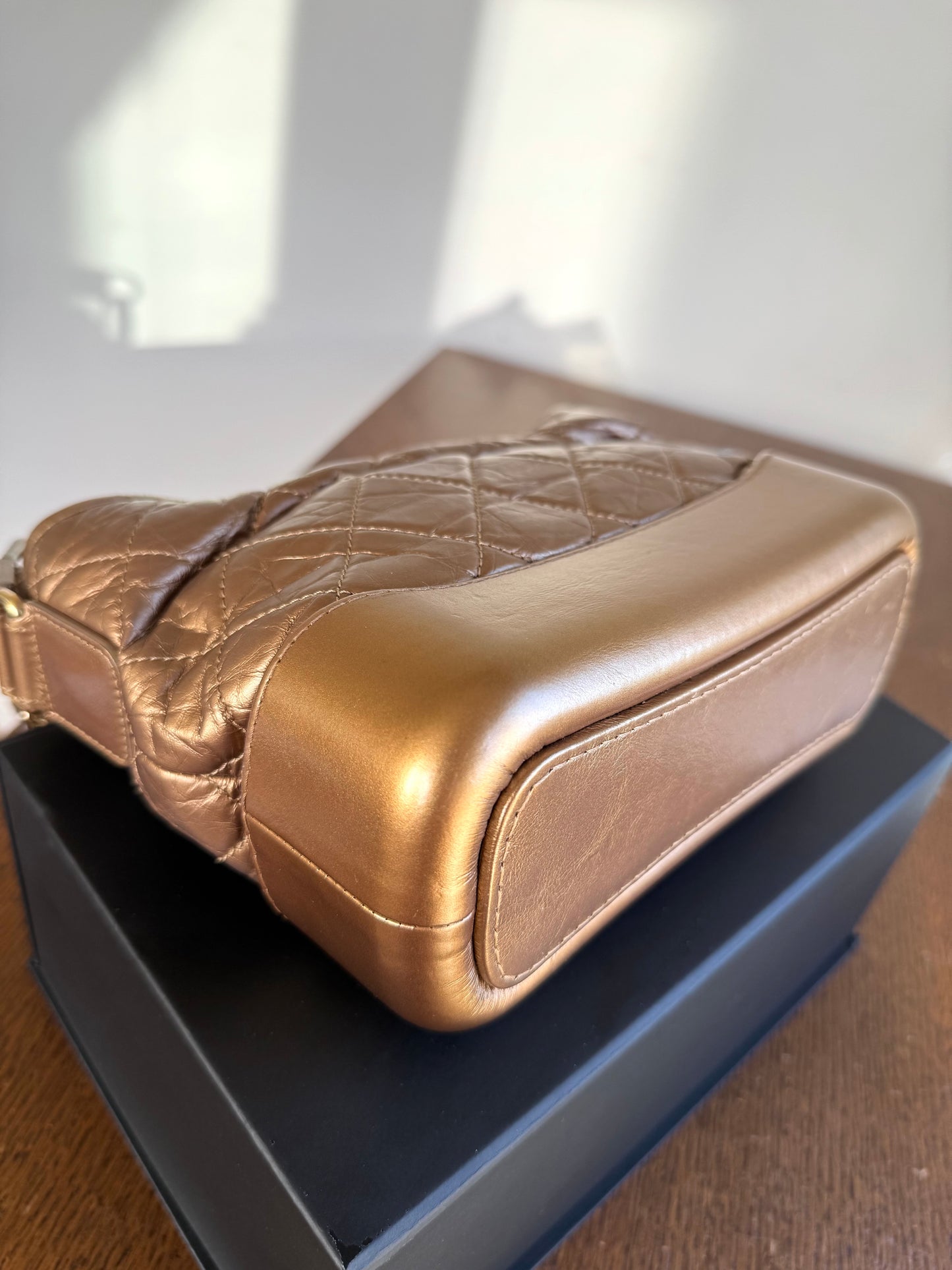 Pre-owned Chanel Gabrielle Small Bronze Leather Hobo Bag