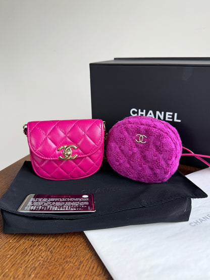 Pre-owned Chanel Multi-Pouching Leather Tweed Belt Waist Bag