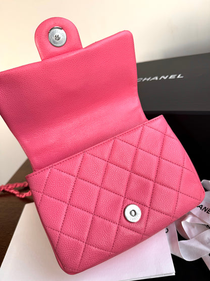 Pre-owned Chanel Timeless Mini Square Incognito Pink Caviar Flap Bag